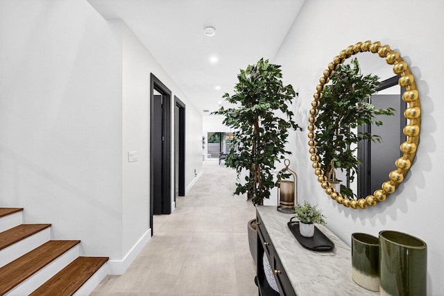 1807 NE 18th St, Fort Lauderdale, FL 33305 - hallway with stairway and recessed lighting