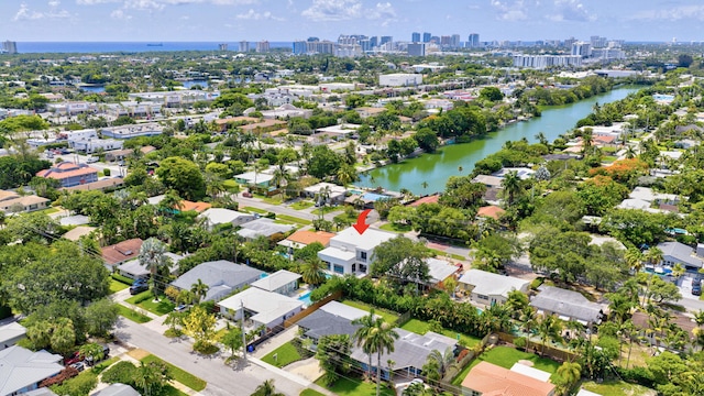 1807 NE 18th St, Fort Lauderdale, FL 33305 - aerial view of property's location featuring a nearby body of water and nearby suburban area