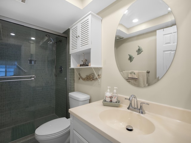 52 Yacht Club Dr Unit 103, North Palm Beach, FL 33408 - full bathroom featuring a shower stall, vanity, and recessed lighting