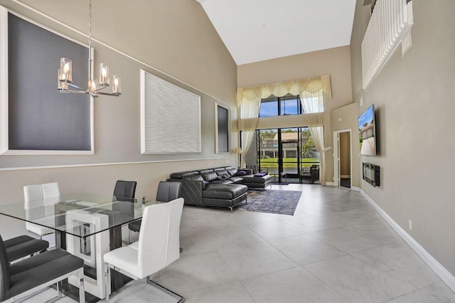 5465 Monterey D Cir Unit D, Delray Beach, FL 33484 - dining space featuring high vaulted ceiling and a chandelier