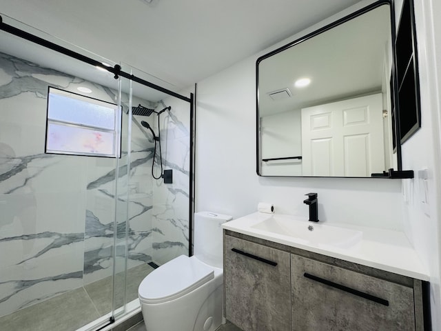 970 Normandy U, Delray Beach, FL 33484 - bathroom featuring vanity and a marble finish shower