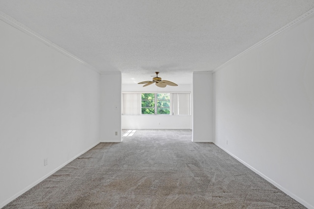 9700 Sunrise Lakes Blvd Unit 305, Sunrise, FL 33322 - carpeted spare room with crown molding, a ceiling fan, and a textured ceiling