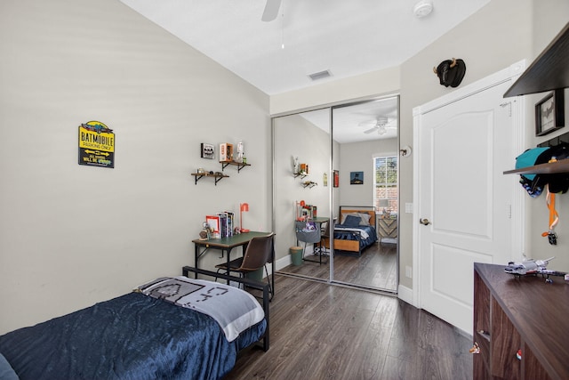 274 Murray Ct, Jupiter, FL 33458 - bedroom with wood finished floors, a closet, and a ceiling fan