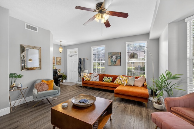 274 Murray Ct, Jupiter, FL 33458 - living room with wood finished floors and a ceiling fan