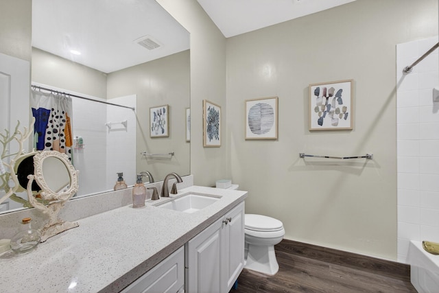 274 Murray Ct, Jupiter, FL 33458 - bathroom featuring wood finished floors, vanity, a shower with curtain, and a bath