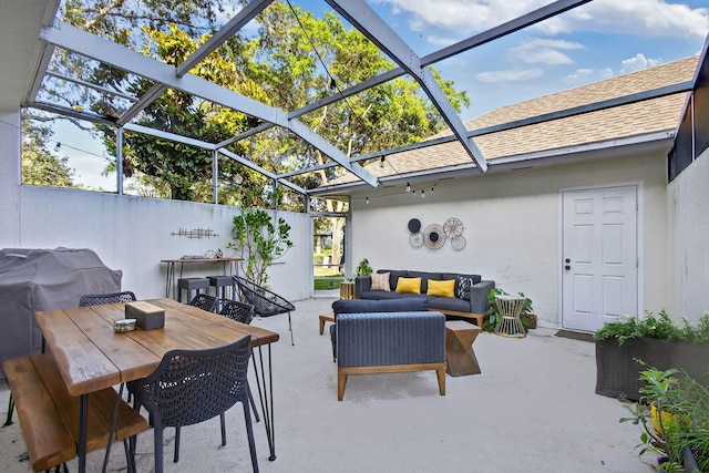 274 Murray Ct, Jupiter, FL 33458 - view of patio / terrace featuring an outdoor living space, a lanai, and outdoor dining space