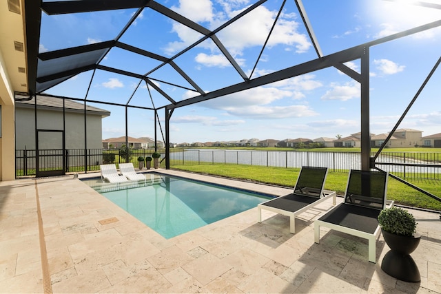 12136 SW Fortezza Way, Port Saint Lucie, FL 34987 - view of swimming pool with a patio area, a residential view, and a lanai