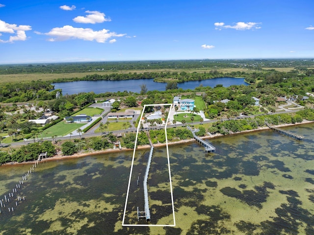 5203 S Indian River Dr, Fort Pierce, FL 34982 - aerial view of property's location with a nearby body of water and property parcel outlined