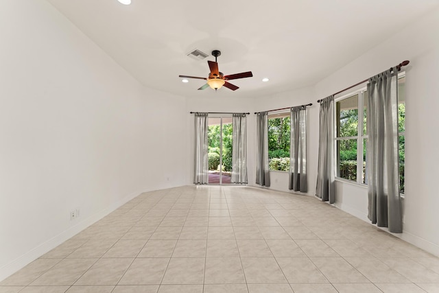 879 SW Pebble Ln, Palm City, FL 34990 - unfurnished room featuring ceiling fan, recessed lighting, and light tile patterned floors