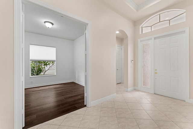 879 SW Pebble Ln, Palm City, FL 34990 - entryway featuring arched walkways and wood finished floors