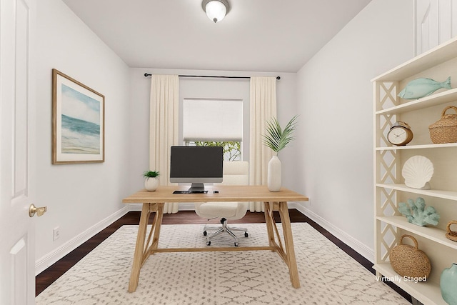 879 SW Pebble Ln, Palm City, FL 34990 - office space featuring dark wood-type flooring and baseboards