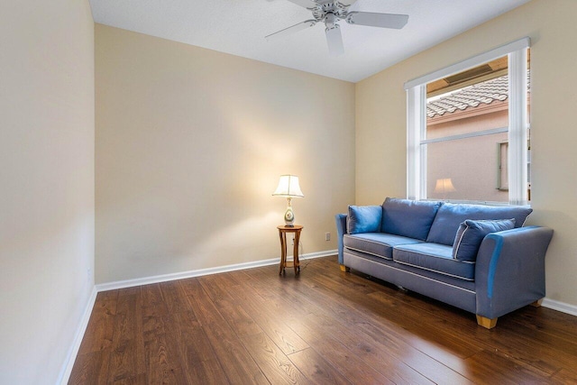 5422 Landon Cir, Boynton Beach, FL 33437 - sitting room with hardwood / wood-style floors and ceiling fan
