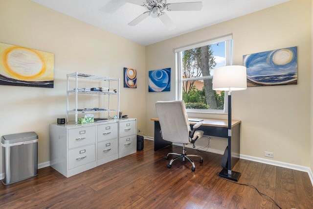 5422 Landon Cir, Boynton Beach, FL 33437 - office space featuring dark wood-style flooring and ceiling fan