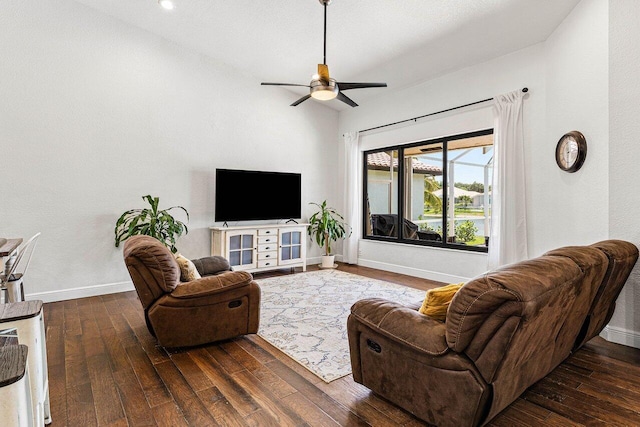 5336 NW 57th Way, Coral Springs, FL 33067 - living area with hardwood / wood-style flooring and a ceiling fan