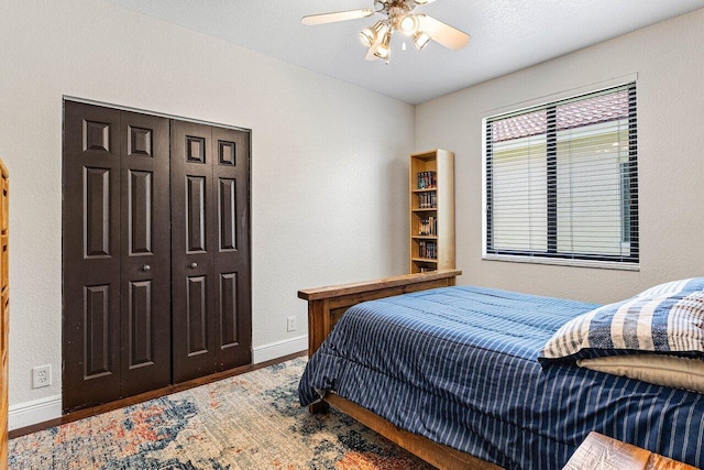 5336 NW 57th Way, Coral Springs, FL 33067 - bedroom featuring wood finished floors, a closet, and a ceiling fan