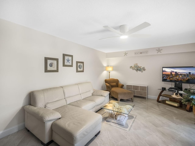 1206 12th Ct, Jupiter, FL 33477 - living area with ceiling fan and baseboards