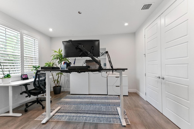 4112 Italia Way, Lake Worth, FL 33467 - home office featuring wood finished floors and recessed lighting