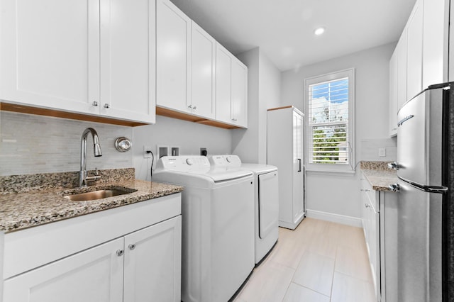 4112 Italia Way, Lake Worth, FL 33467 - washroom with recessed lighting, light tile patterned floors, and washer and clothes dryer