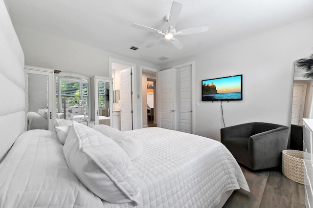 4112 Italia Way, Lake Worth, FL 33467 - bedroom with wood finished floors and a ceiling fan