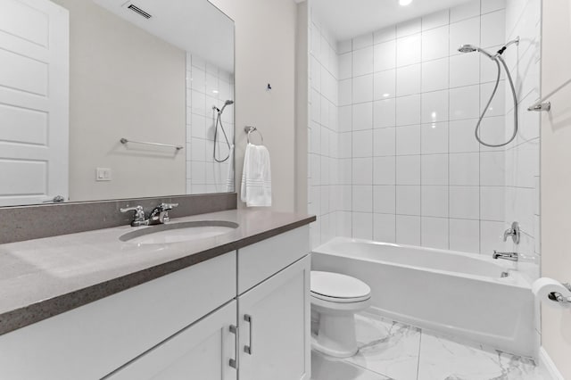 4112 Italia Way, Lake Worth, FL 33467 - bathroom featuring vanity, shower / washtub combination, and marble look tile flooring