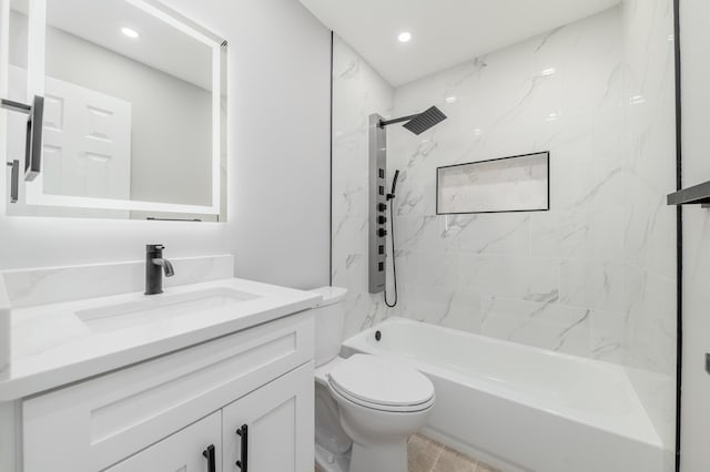 2058 SE Watercrest St, Port Saint Lucie, FL 34984 - bathroom with vanity, shower / bathtub combination, and recessed lighting