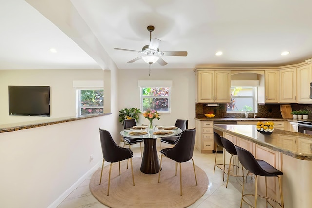 1466 Artimino Ln, Boynton Beach, FL 33436 - dining space featuring recessed lighting and ceiling fan
