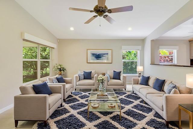 1466 Artimino Ln, Boynton Beach, FL 33436 - living area featuring a ceiling fan and recessed lighting