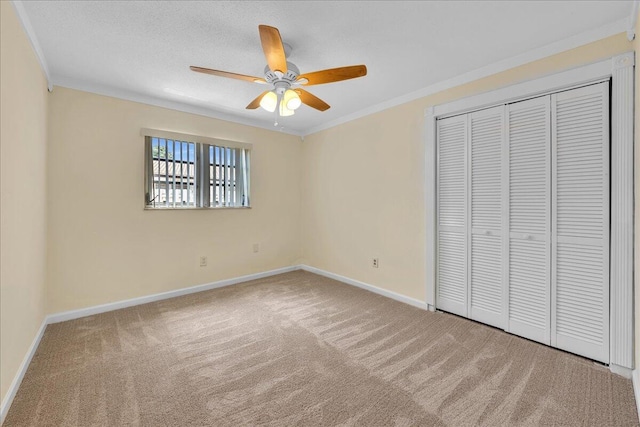 11061 NW 45th St, Coral Springs, FL 33065 - unfurnished bedroom with crown molding, carpet, a closet, and ceiling fan
