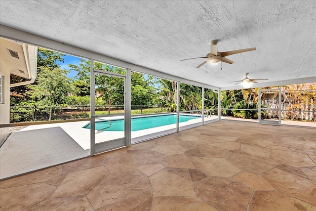 11061 NW 45th St, Coral Springs, FL 33065 - outdoor pool featuring a ceiling fan and a patio area