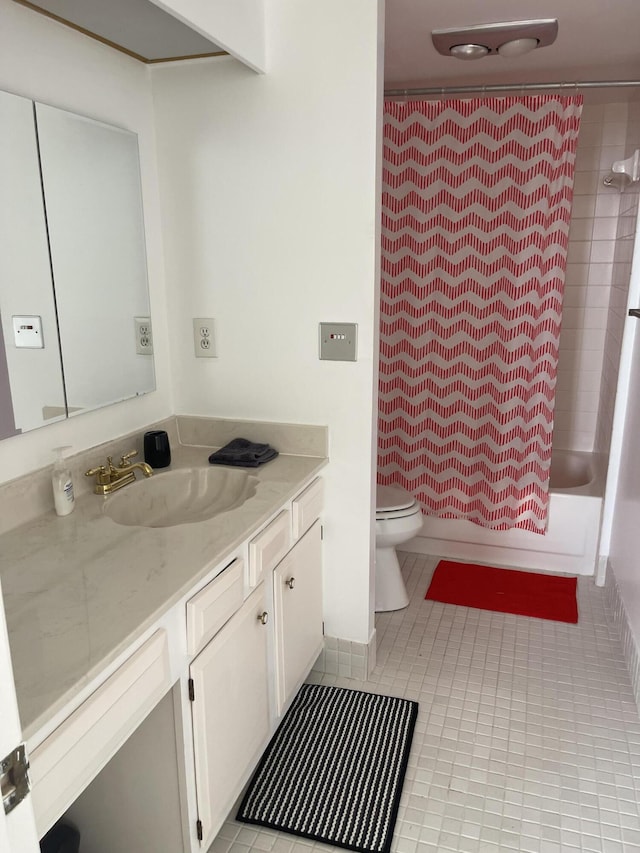 5200 N Flagler Dr Unit 1106, West Palm Beach, FL 33407 - full bathroom with vanity, shower / bathtub combination with curtain, and tile patterned flooring