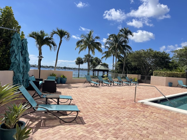 5200 N Flagler Dr Unit 1106, West Palm Beach, FL 33407 - view of home's community featuring a gazebo, a patio area, and a water view
