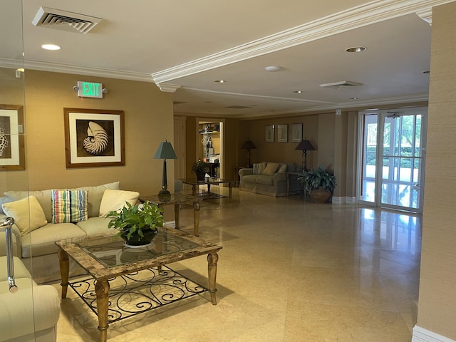5200 N Flagler Dr Unit 1106, West Palm Beach, FL 33407 - living room with ornamental molding and recessed lighting