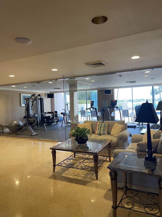 5200 N Flagler Dr Unit 1106, West Palm Beach, FL 33407 - workout area with plenty of natural light and recessed lighting