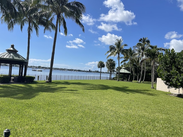 5200 N Flagler Dr Unit 1106, West Palm Beach, FL 33407 - view of green lawn featuring a gazebo and a water view