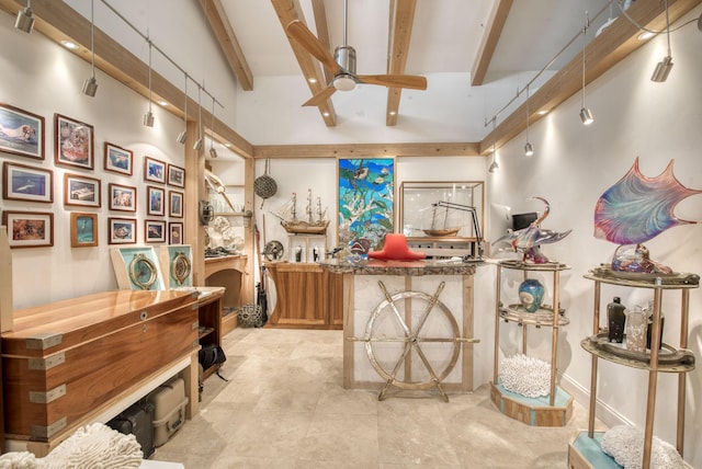 116 Dunes Edge Rd, Jupiter, FL 33477 - misc room featuring ceiling fan and beamed ceiling