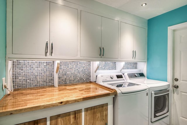 116 Dunes Edge Rd, Jupiter, FL 33477 - laundry area with cabinet space, washing machine and dryer, and recessed lighting