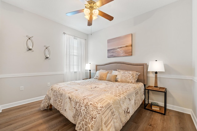 876 SW Rocky Bayou Ter, Port Saint Lucie, FL 34986 - bedroom with wood finished floors and a ceiling fan