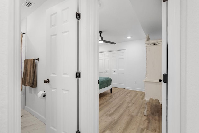 346 Hernando St, Hutchinson Island, FL 34949 - corridor with recessed lighting and light wood finished floors