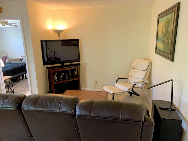 101 Liberty Ct, Deerfield Beach, FL 33442 - tiled living area with ceiling fan and baseboards