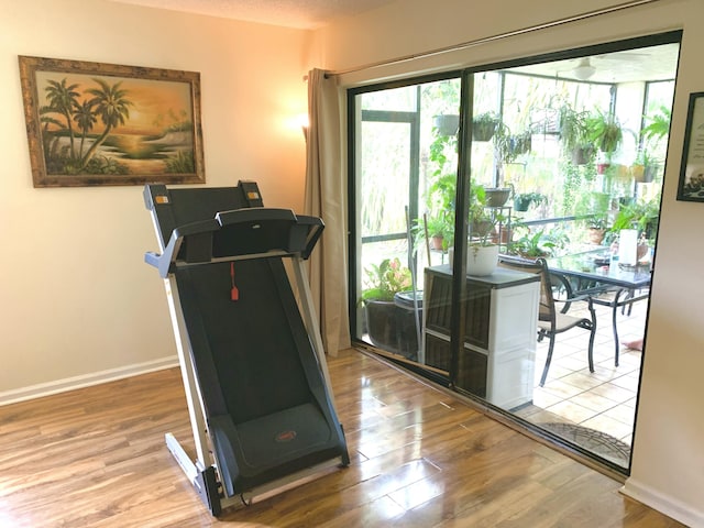 101 Liberty Ct, Deerfield Beach, FL 33442 - workout room with wood finished floors
