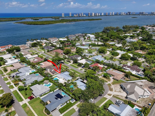 131 Cruiser Rd S, North Palm Beach, FL 33408 - aerial view of property and surrounding area with nearby suburban area and skyline