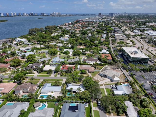 131 Cruiser Rd S, North Palm Beach, FL 33408 - aerial overview of property's location with a large body of water and skyline