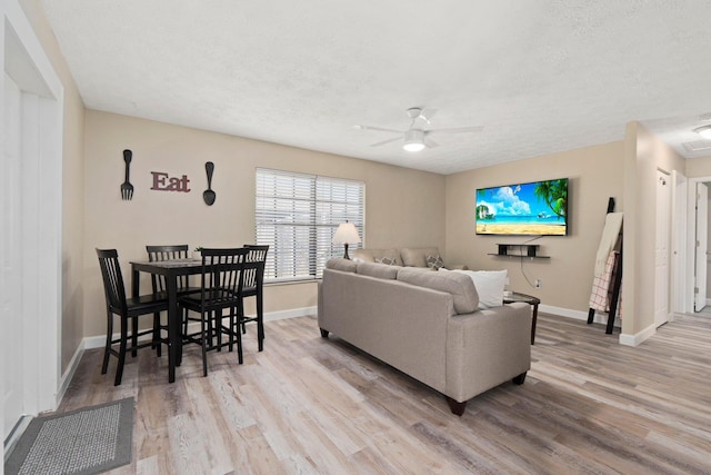 1251 SW Sudder Ave, Port Saint Lucie, FL 34953 - living area with light wood-style floors, a textured ceiling, and ceiling fan
