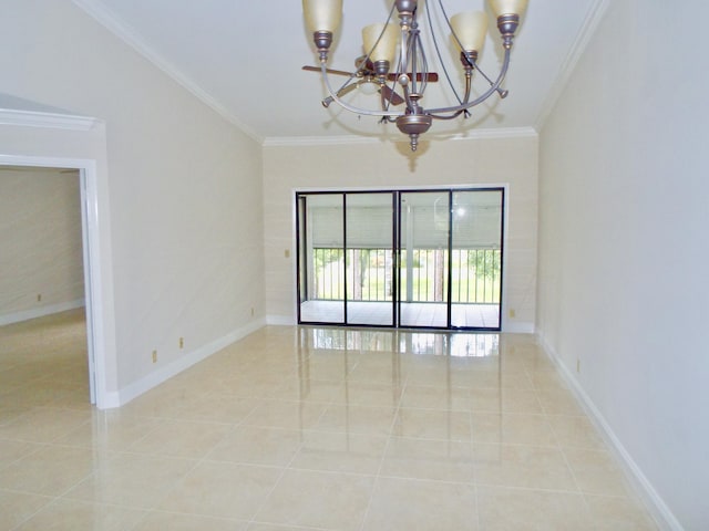 3350 Perimeter Dr Unit 1323, Greenacres, FL 33467 - tiled empty room featuring a chandelier and ornamental molding