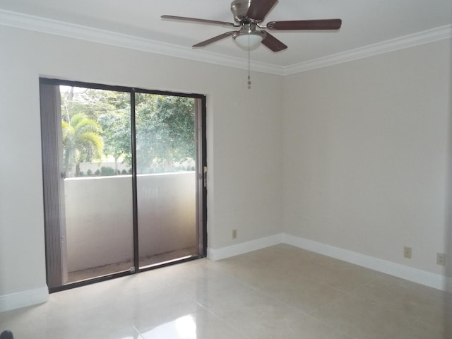 3350 Perimeter Dr Unit 1323, Greenacres, FL 33467 - empty room with crown molding, ceiling fan, and light tile patterned floors