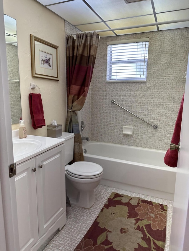 313 Normandy Unit G, Delray Beach, FL 33484 - bathroom featuring shower / bath combo with shower curtain, tile patterned flooring, and vanity