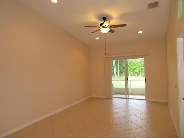 2357 Windjammer Way, West Palm Beach, FL 33411 - unfurnished room with a ceiling fan, recessed lighting, and light tile patterned floors