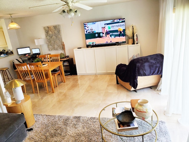 871 NW 208th Cir, Pembroke Pines, FL 33029 - living room with a ceiling fan and light marble finish floors