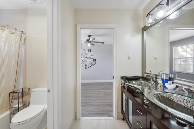 12358 Saint Simon Dr, Boca Raton, FL 33428 - bathroom with double vanity and a ceiling fan