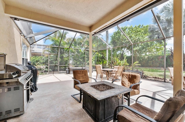 12358 Saint Simon Dr, Boca Raton, FL 33428 - sunroom / solarium featuring an outdoor fire pit